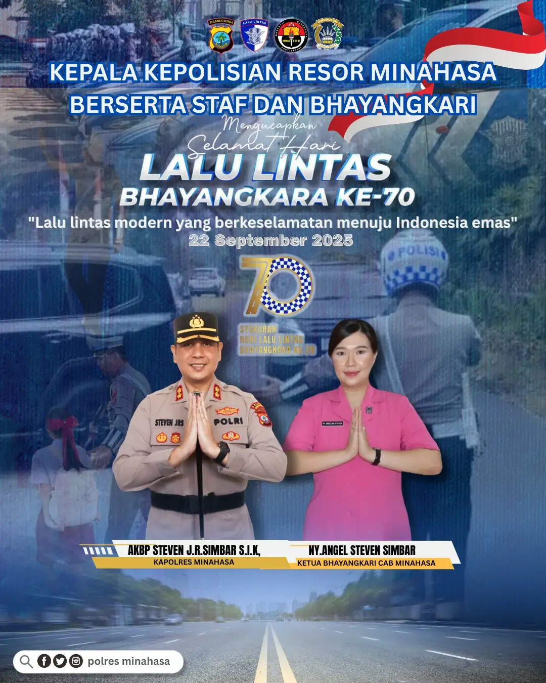 Kapolres Minahasa Beserta Staf Dan Bhayangkari Ucapkan Selamat Hari Lalu Lintas Bhayangkara Ke-70